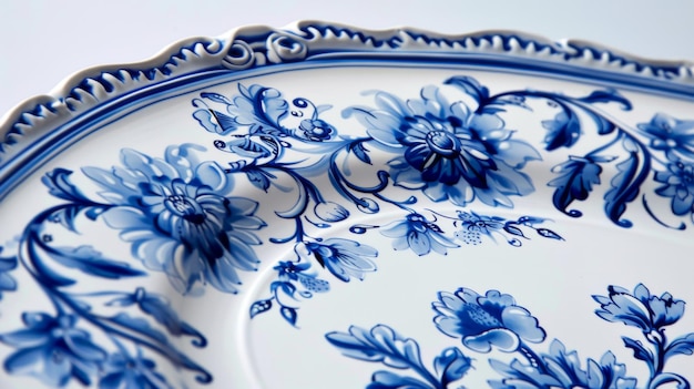 Porcelain with a blue floral pattern