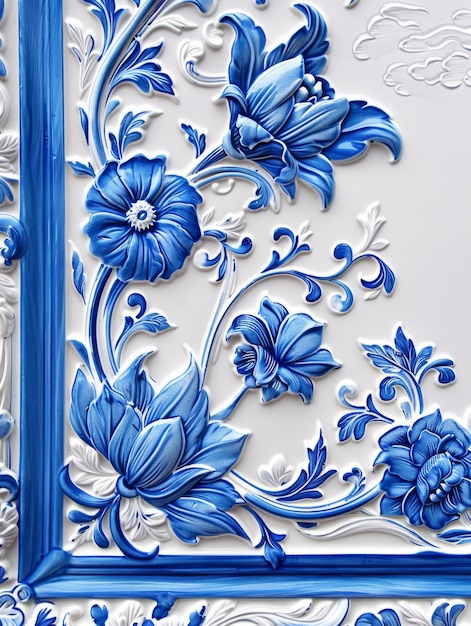 Porcelain with a blue floral pattern