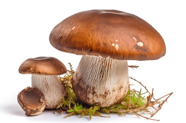 Porcini Mushroom Boletus Edulis On White Background Generative AI