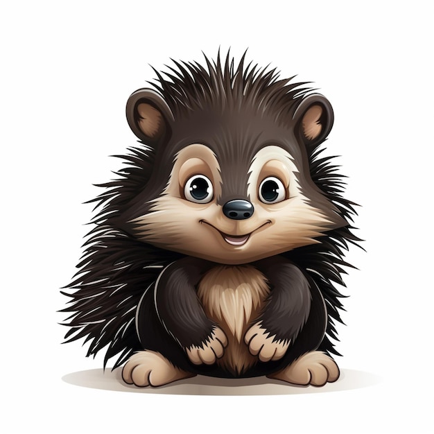 Porcupin 2d cartoon vector illustration on white backgroun