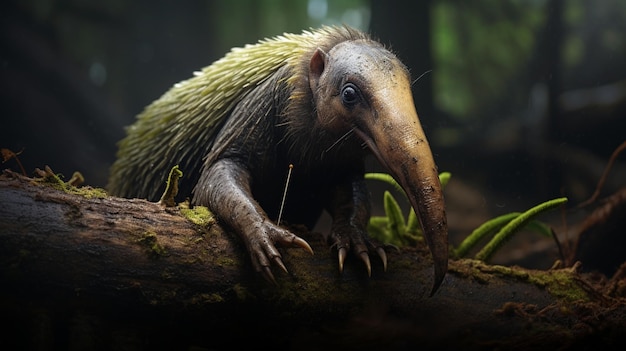 a porcupine is shown in a green forest.