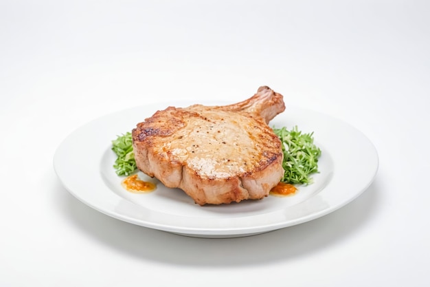 Pork Chop on a White Plate