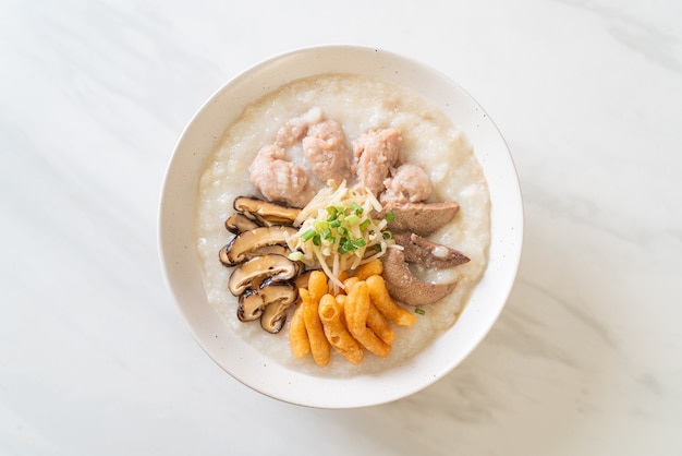 Pork Congee or Porridge with Pork bowl