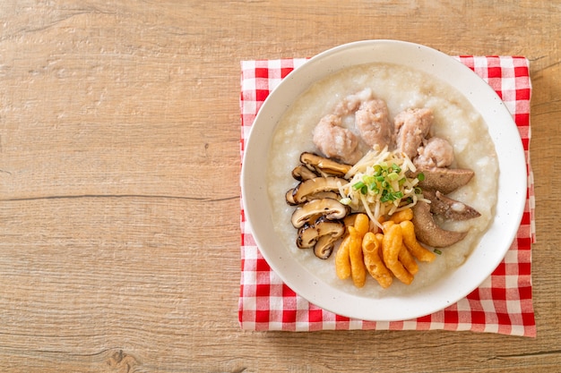 Pork Congee or Porridge with Pork bowl