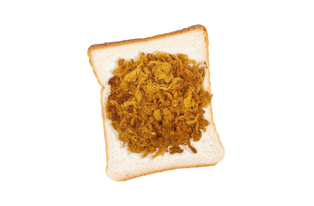 Pork floss with toast on white background