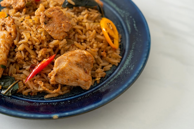 Pork fried rice with herbs