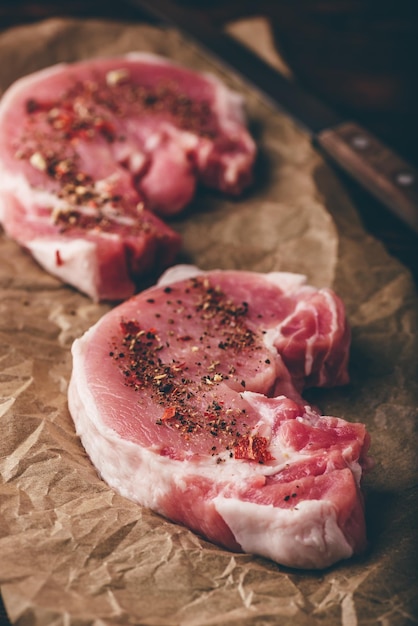 Pork loin steaks with ground spices