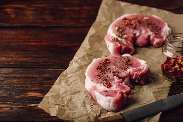 Pork loin steaks with ground spices