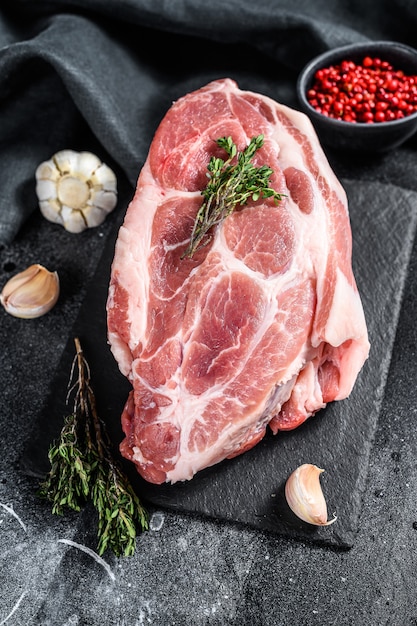 Pork piece on a wooden board