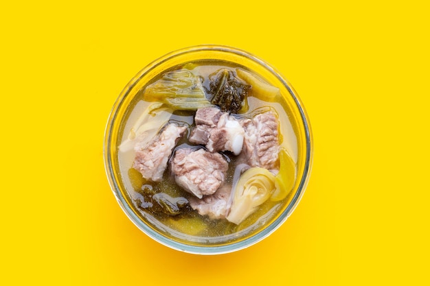 Pork rib soup with pickled cabbage or mustard greens