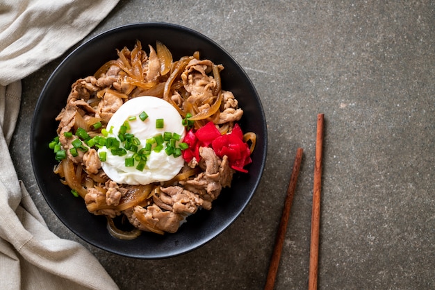 pork rice bowl with egg (Donburi) - japanese food