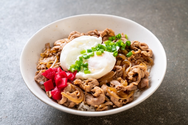 pork rice bowl with egg (Donburi) - japanese food