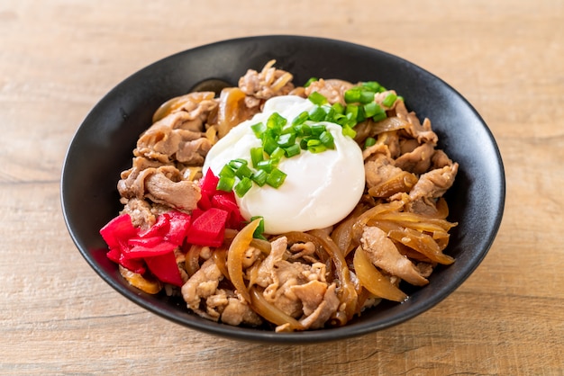 pork rice bowl with egg (Donburi) - japanese food 