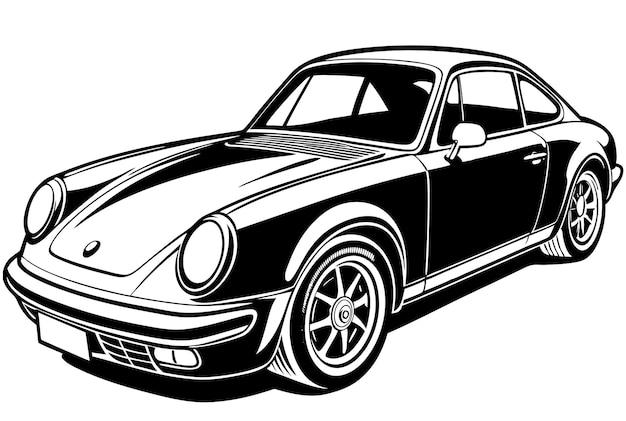 Photo porsche 911 car vector illustration white background cartoons clipart line art porsche 911 vector