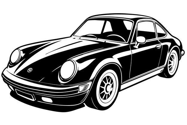 Photo porsche 911 car vector illustration white background cartoons clipart line art porsche 911 vector