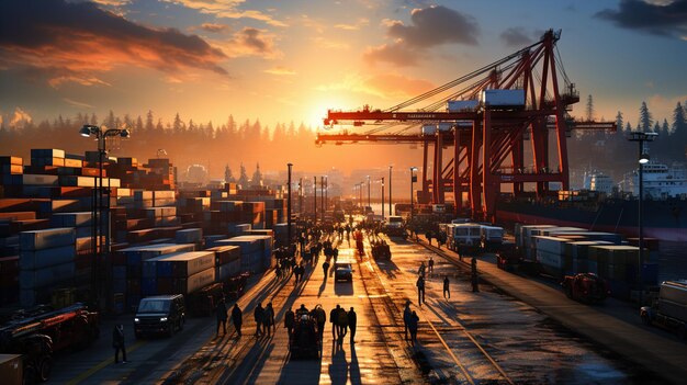 Port Cargo Terminal and Transport Hub A Global Freight Transport and Logistics Concept