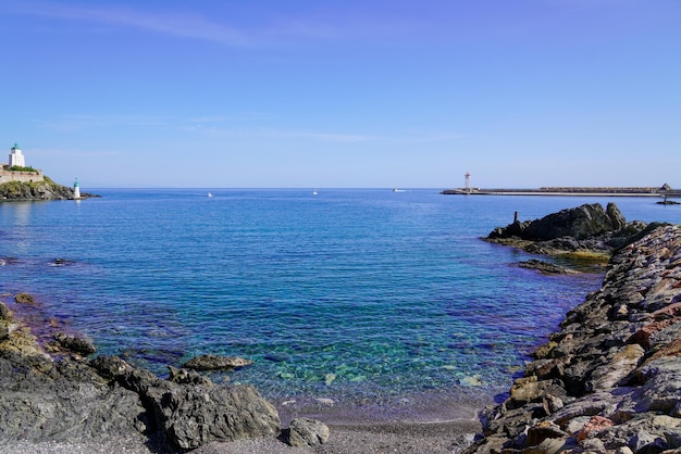 Port-Vendres and Banyuls-sur-Mer coast mediterranean sea in the Pyrenees-orientales France