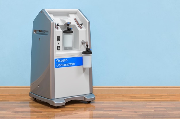 Portable Oxygen Concentrator in room near wall 3D rendering