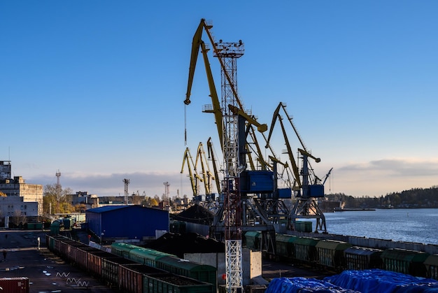 Photo portal crane portal crane in the port cargo loading area