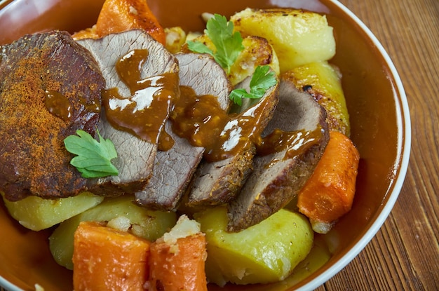 Porterstek - poached beef , meat is very tender but this dish is actually all about the gravy.  Swedish cuisine