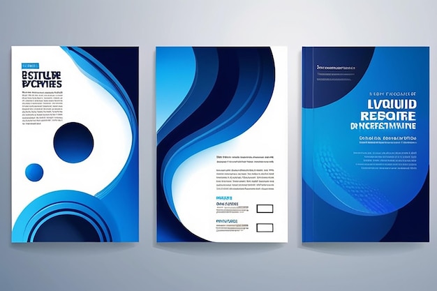 Photo portfolio geometric design vector set abstract blue liquid graphic gradient circle shape on