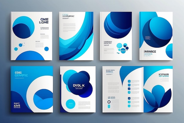 Photo portfolio geometric design vector set abstract blue liquid graphic gradient circle shape