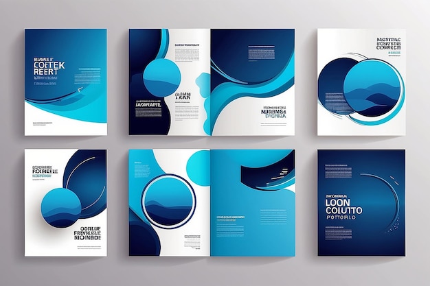 Portfolio geometric design vector set Abstract blue liquid graphic gradient circle shape