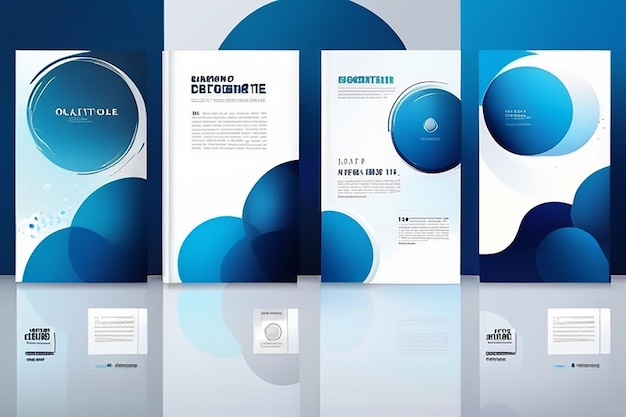 Photo portfolio geometric design vector set abstract blue liquid graphic gradient circle shape