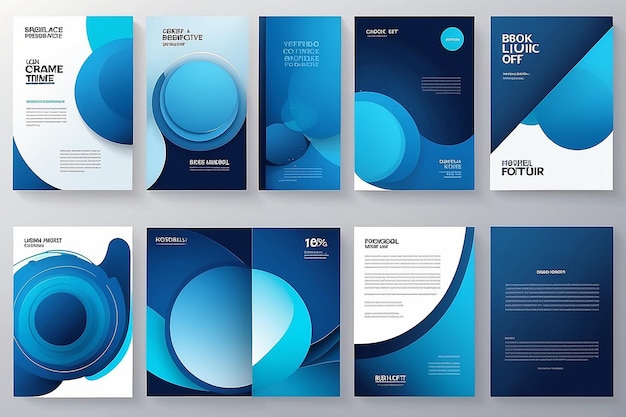 Photo portfolio geometric design vector set abstract blue liquid graphic gradient circle shape