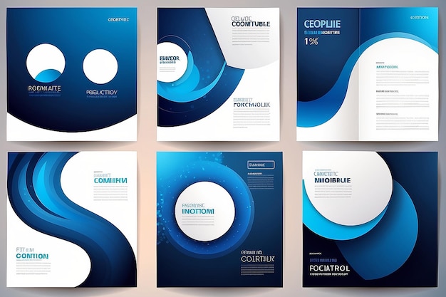 Photo portfolio geometric design vector set abstract blue liquid graphic gradient circle shape