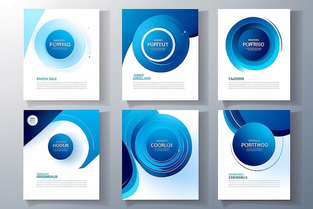 Photo portfolio geometric design vector set abstract blue liquid graphic gradient circle shape