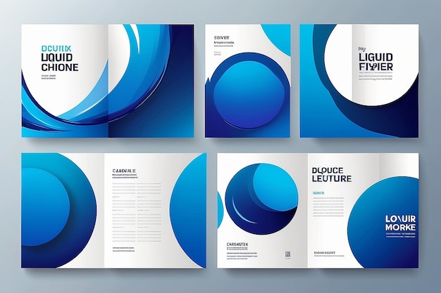 Portfolio geometric design vector set Abstract blue liquid graphic gradient circle