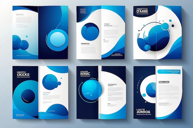 Portfolio geometric design vector set Abstract blue liquid graphic gradient circle