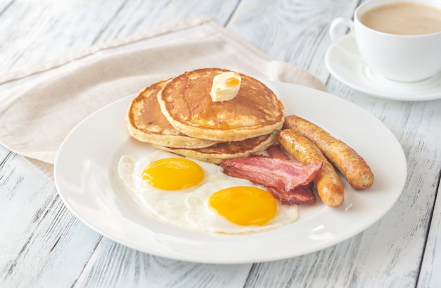 Portion of American breakfast