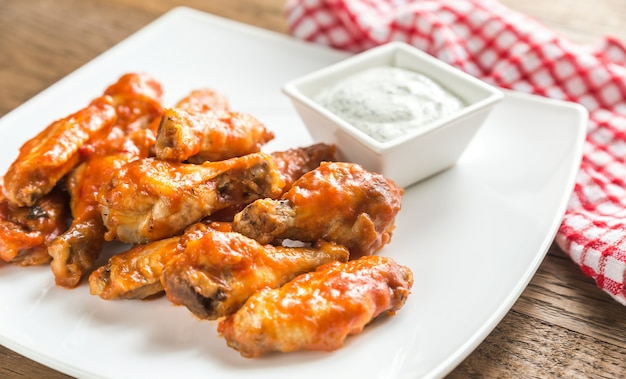 Portion of buffalo chicken wings