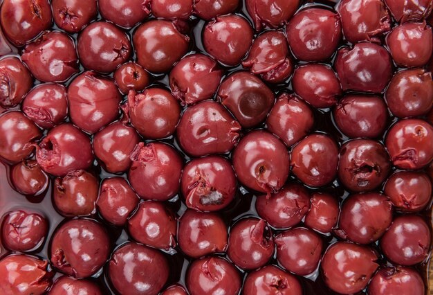 Portion of Canned Cherries selective focus