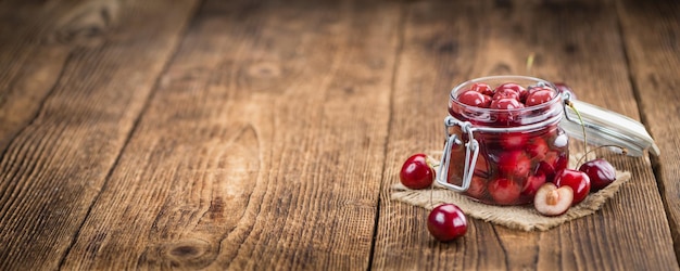 Portion of Canned Cherries selective focus