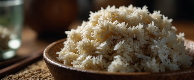 Portion of coconut rice in a traditional Colombian fish dish