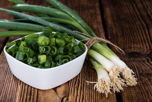 Portion of fresh Scallions