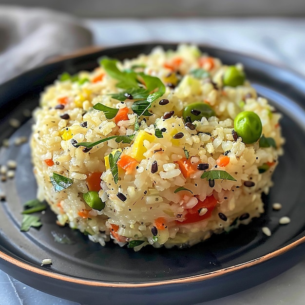 Portion of MINI Upma on a big plate