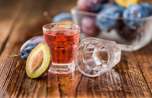 Portion of Plum Liqueur selective focus