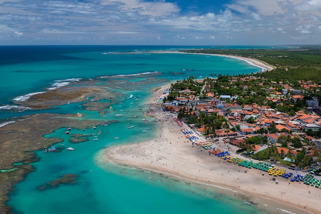 Porto de Galinhas Beach Ipojuca near Recife Pernambuco Brazil Aerial view