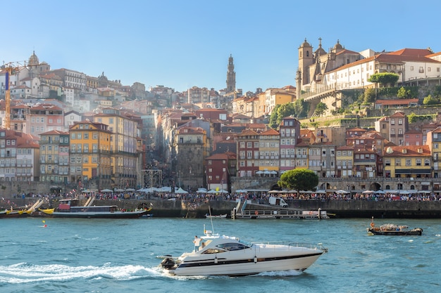 Porto oldtown wine port skyline with douro river on summer,Portugal