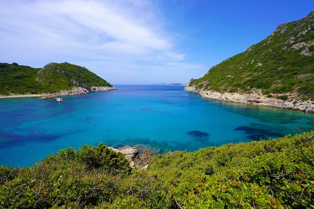 Porto Timoni beach in Corfu a paradise place with beach and crystalline water in Corfu Island Greece Europe