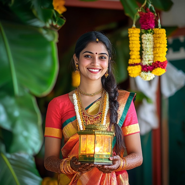 Portrait of a 25YearOld Girl in Festive Onam Attire