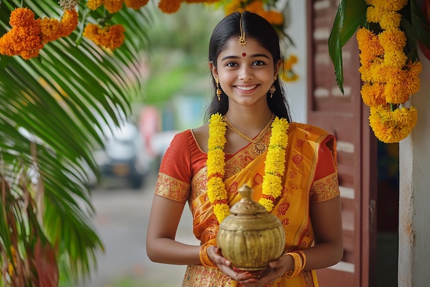 Portrait of a 25YearOld Girl in Festive Onam Attire