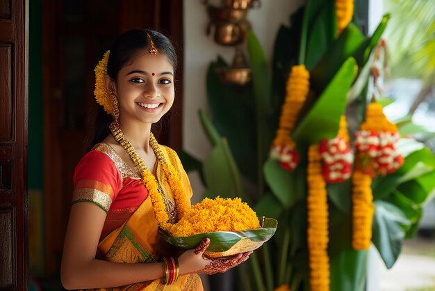 Portrait of a 25YearOld Girl in Festive Onam Attire