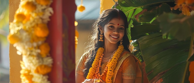 Portrait of a 25YearOld Girl in Festive Onam Attire