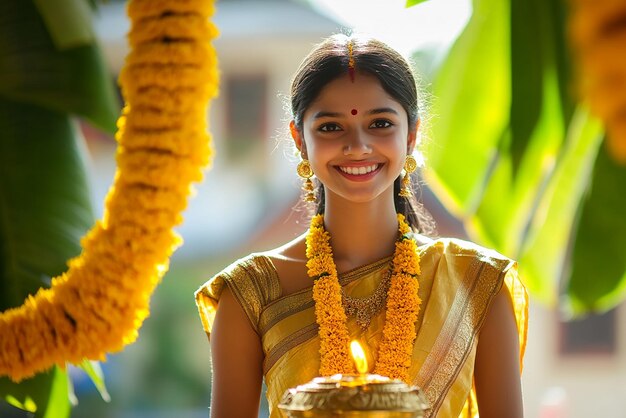 Portrait of a 25YearOld Girl in Festive Onam Attire