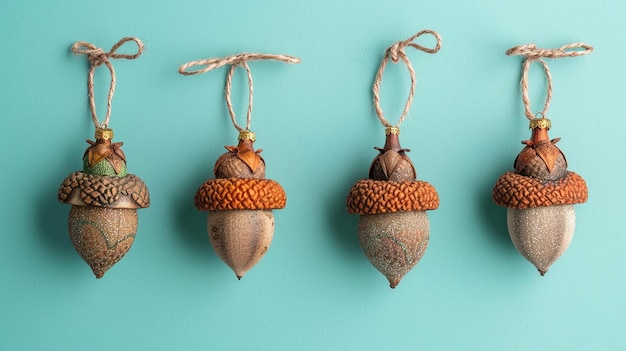 Photo portrait of acorn ornaments to adorn the christmas tree